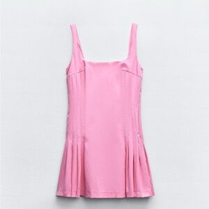 Zara Short Pleated Dress Hot Pink